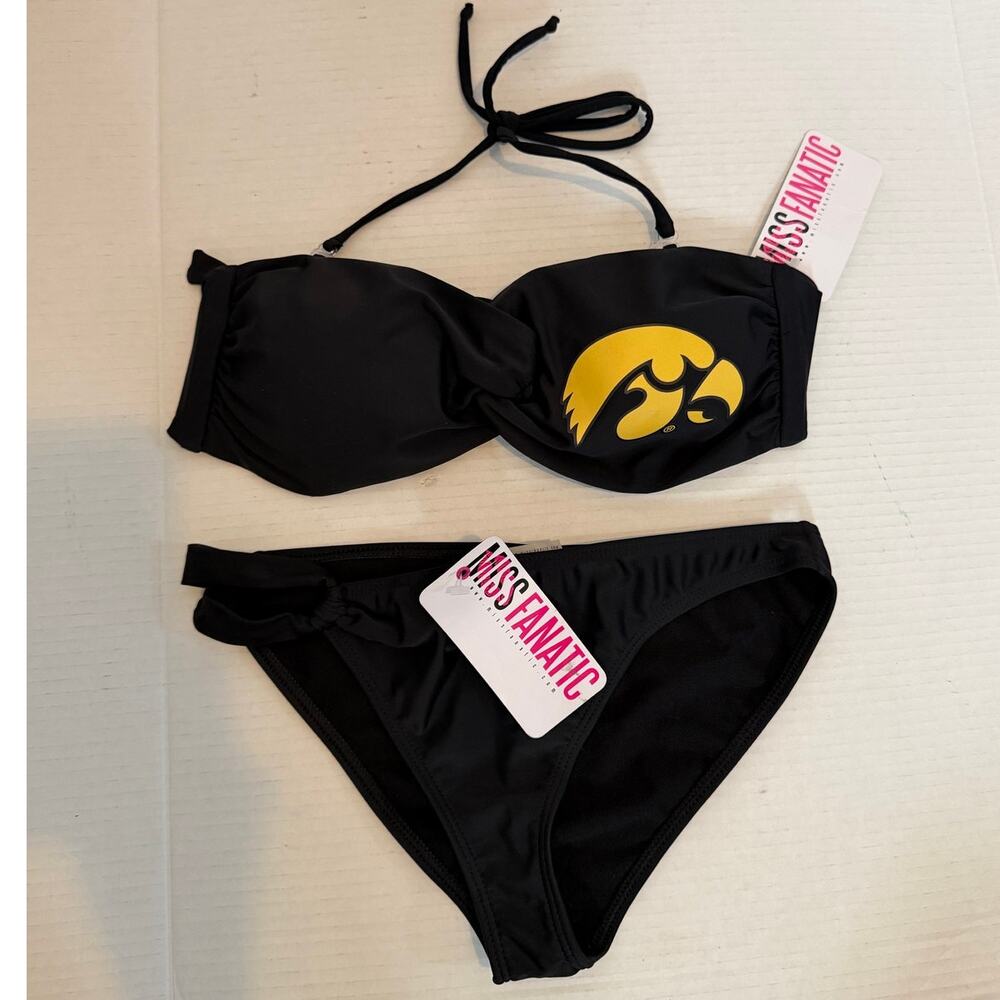 NWT Miss Fanatic Iowa Hawkeyes Black Bikini Swimsuit Size‎ Large